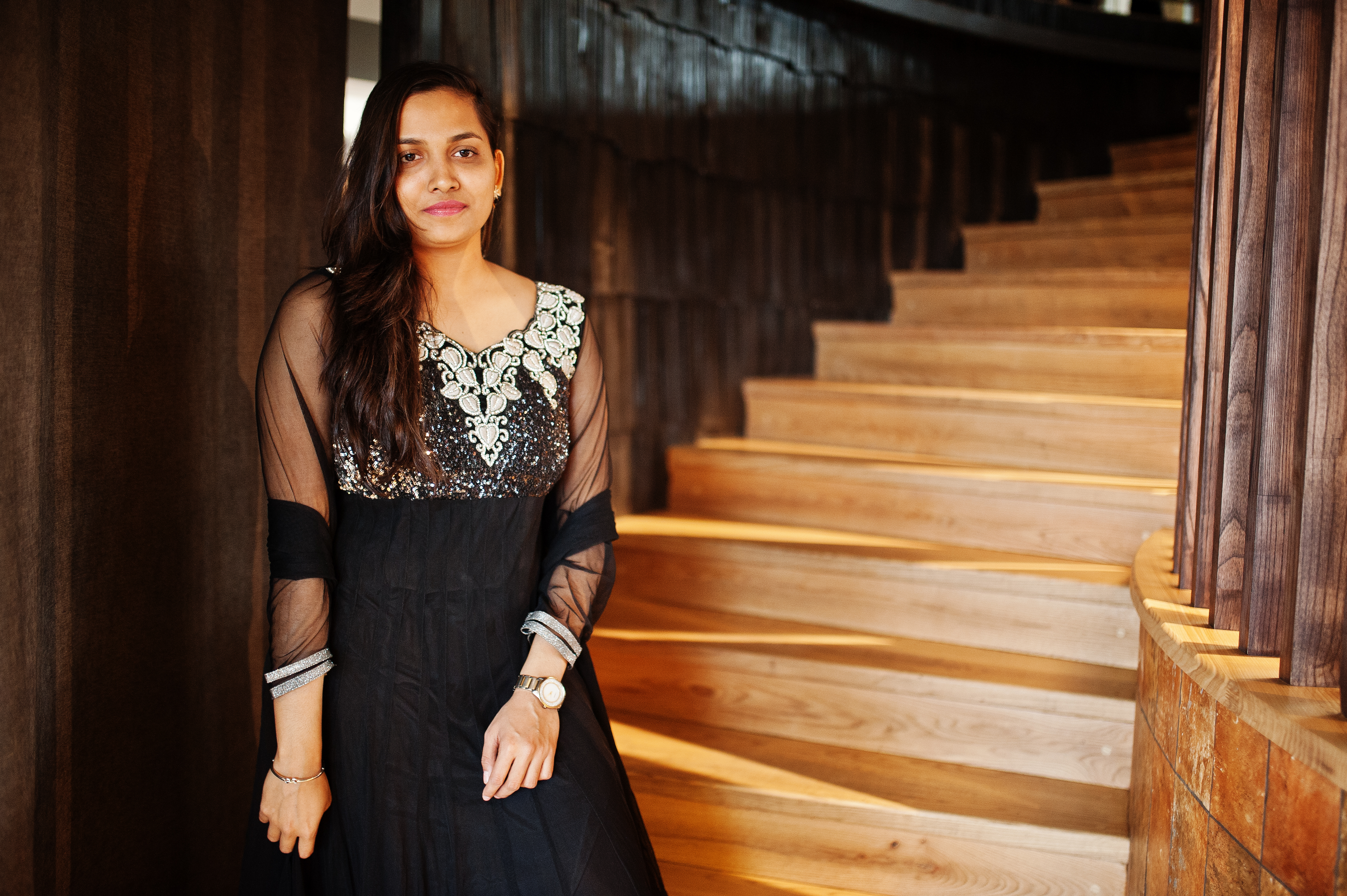 Pretty indian girl in black saree